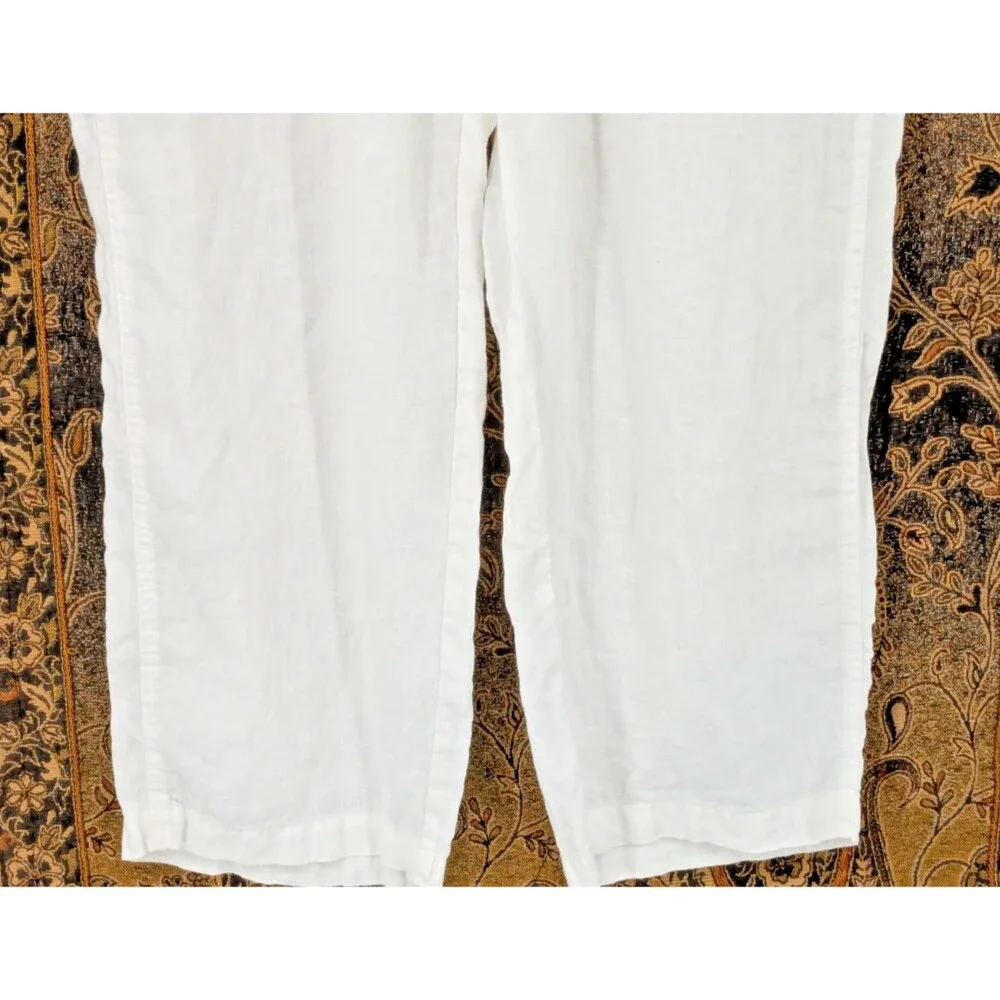 BANANA REPUBLIC White 100% Linen Pants SIZE Med P Beach Coastal Nautical